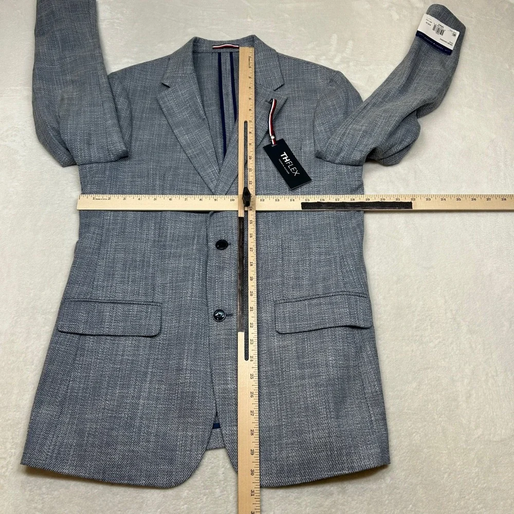 Tommy Hilfiger Sport Coat 38R 38 Denim Blue Patterned TH Flex $295‎